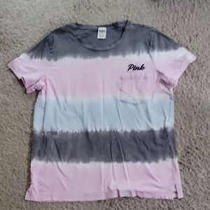 PINK Victoria's Secret Tie-Dye Short Sleeve Tee - Pink, Gray, Blue